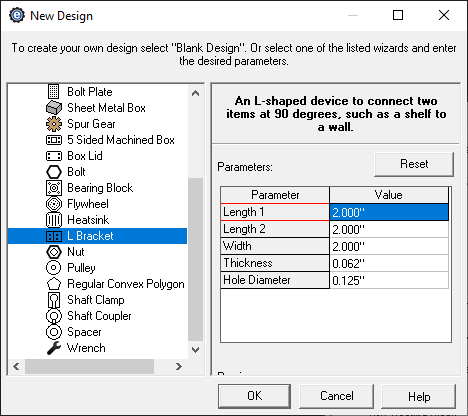 custom bracket creator menu in eMachineShop CAD