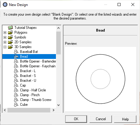 bead creator menu in eMachineShop CAD