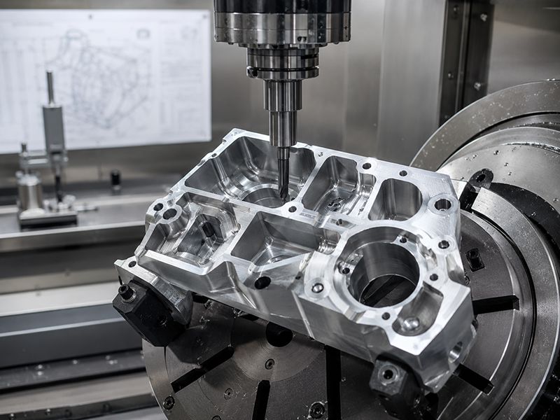 Precision CNC machined part designed for manufacturability with optimized tolerances, wall thicknesses, corner radii and hole geometry