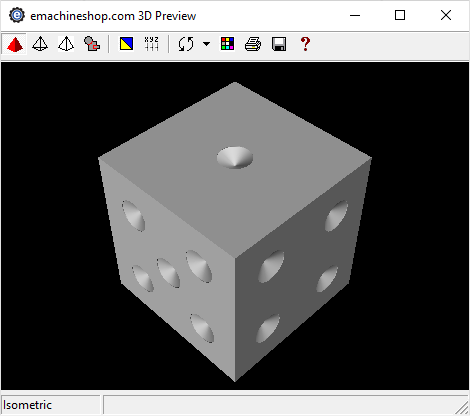 3D render of a game die in eMachineShop CAD