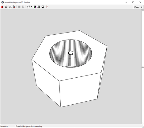 3D render of a hex nut made in eMachineShop CAD