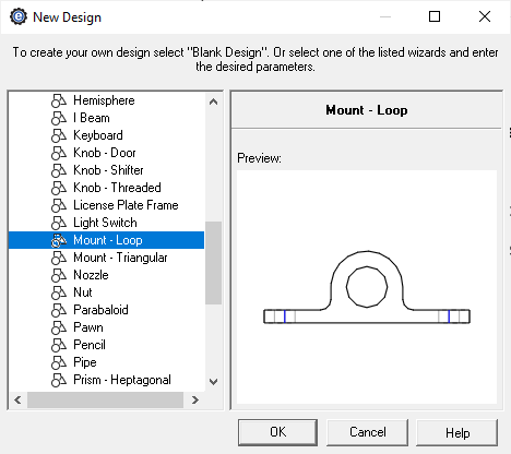mount creator menu in eMachineShop CAD