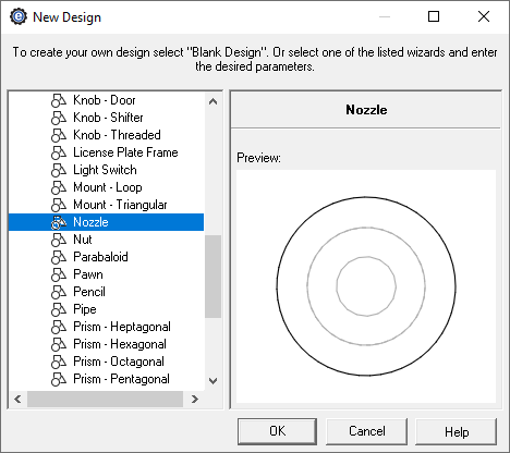 nozzle creator menu in eMachineShop CAD