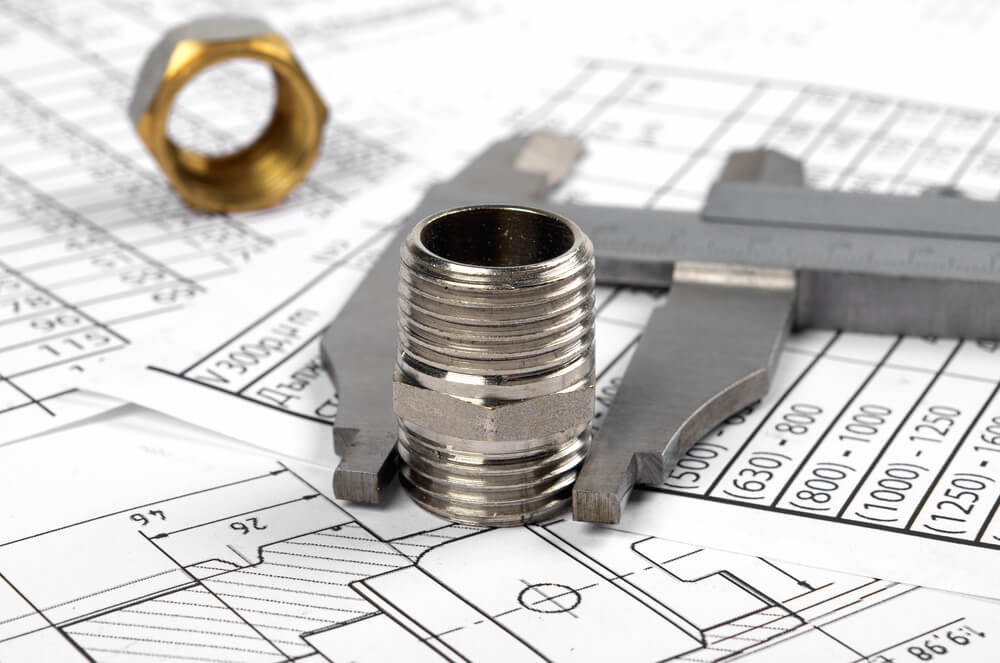 L calipers, Plumbing Fittings, Flanges, Nuts. — Photo