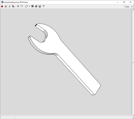 3D render of a custom machined wrench made in eMachineShop CAD